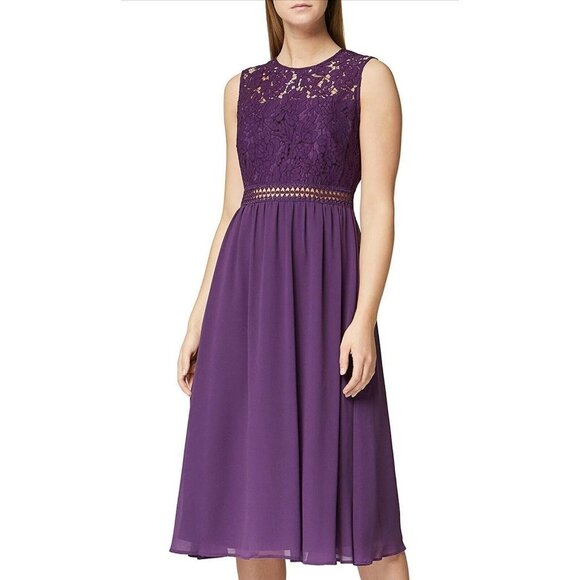 TRUTH & FABLE Womens Sleeveless Lace Trim Bridesmaid Maxi Dress Violet Size s - Picture 2 of 10
